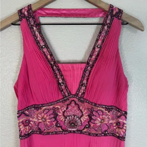 Sue Wong Nocturne Hot Pink Beaded Chiffon Gown size 6 thumbnail 5