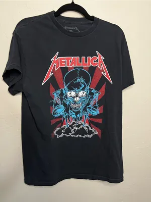 Metallica And Justice For All Sunburst Skull Black Graphic Band T-Shirt thumbnail 2