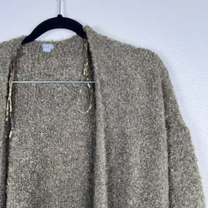 Aerie Women Green Knit Open Front Cardigan Sweater XS/S Longline Textured Pocket thumbnail 3