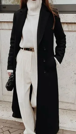 Black button long coat Size 2 thumbnail 1