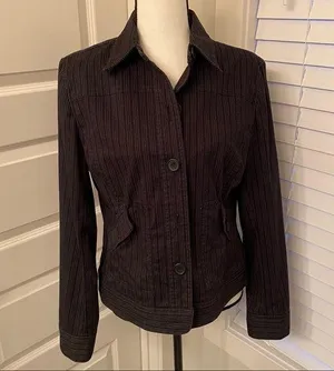 Jones New York|| Black /white striped jacket thumbnail 1