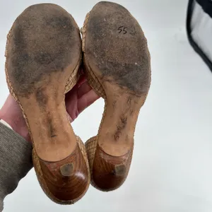 Stuart Weitzman tan snake-embossed leather D'Orsay kitten heels knotted vamp 6.5 thumbnail 5