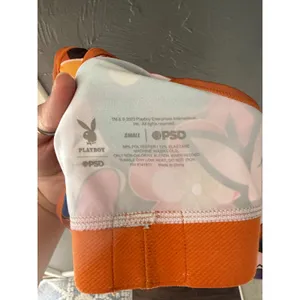 PSD Playboy Floral Sports Bra Womens Small Orange Brown Racerback Bralette Bunny thumbnail 2
