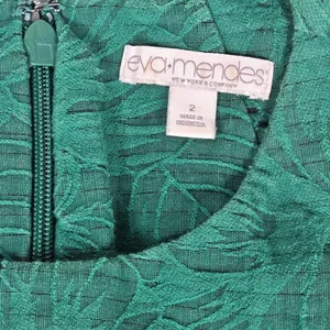 Eva Mendes New York Company Green Floral‎ Jacquard Fit Flare Sleeveless Dress 2 thumbnail 4