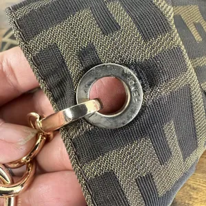 Fendi Vintage Zucca Tote Bag Womens Large Brown Canvas Leather Chain Strap Italy thumbnail 10