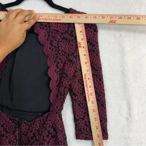 Alice + Olivia 2 Burgundy Lace Cutout Bodycon Cocktail Mini Dress Date‎ Night thumbnail 5