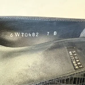 Stuart Weitzman Black Leather Pumps Mid Heels Square Toe Women's Size 7 B thumbnail 11