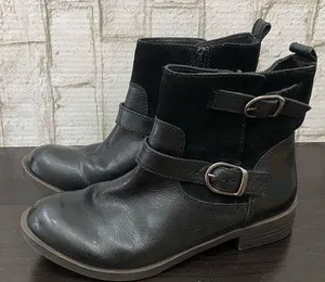 LUCKY BRAND Black Leather Double Buckle Moto Ankle Boots Size 7.5 thumbnail 1