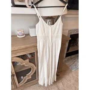 LoveShackFancy Eyelet Cotton Wide Leg Jumpsuit Womens White Size‎ 4 thumbnail 3