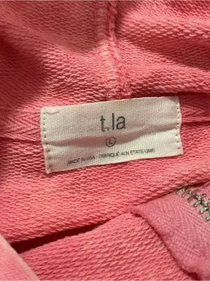 T.La Pink Garment Dyed 1/4 Zip Hoodie Sweatshirt Womens Size Large thumbnail 7