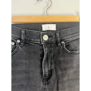 Lou & Grey Black Gray Wash High Waist Straight Cropped Undone Hem Jeans sz. 26 thumbnail 4