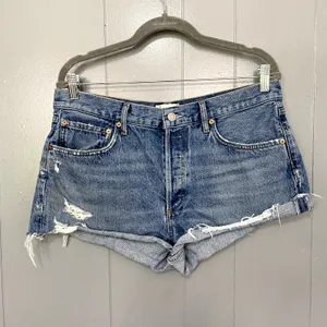Agolde Blue Medium Wash Denim Grudge Parker Distressed Vintage Fit Shorts 30 thumbnail 3