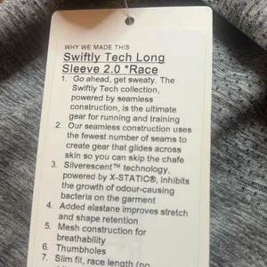 Lululemon Swiftly Tech Long Sleeve Shirt 2.0 Race Length thumbnail 5