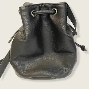 American Eagle Black Faux Leather White Sherpa Bucket‎ Bag thumbnail 1