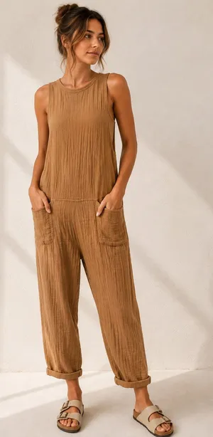 Free People Slouchy Cotton Gauze Jumpsuit thumbnail 1