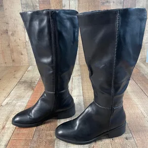 Frye & Co Lillian Black Knee High Riding Boots 7.5 Wide Calf Vegan thumbnail 1