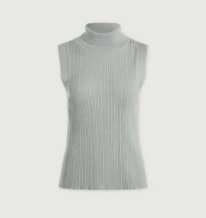 VARLEY Anastasia Rib Knit Mock Neck Tank - Winter Sky (Light Blue) - Large - NWT thumbnail 11
