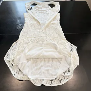 NWT Lulus Song of the Night‎ White Lace Trumpet Hem Halter Dress Size LARGE thumbnail 6