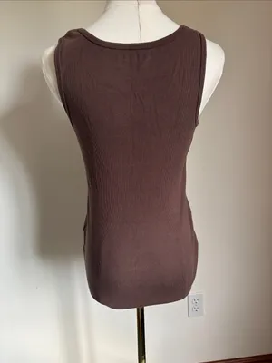 Motherhood Maternity Brown Ribbed Scoop Tank thumbnail 4