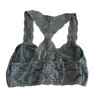 Free People Adella Bralette Womens Small Grey‎ Lace Racerback Boho Festival Core thumbnail 3
