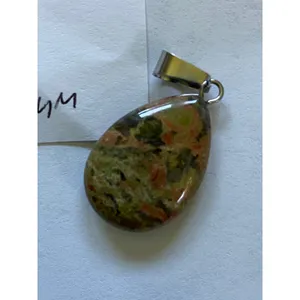 Variety Stone Pendants Lot - onyx, abalone, lapis, jasper, bloodstone thumbnail 11