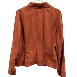 RQT Vintage Lightweight Sueded Orange Button Up V Neck Collared Shirt Jacket M thumbnail 3