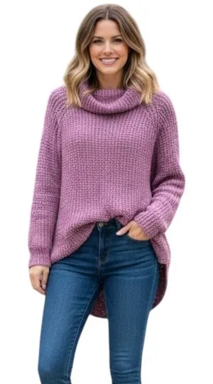 Free People Purple Soft Knit Oversized Pullover Sweater, S thumbnail 1