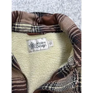 Alpine Design Womens Sherpa Lined Flannel Jacket Brown Plaid Full Zip Large thumbnail 3