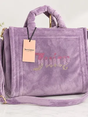 Juicy Couture Big Spender Tote Dusty Violet Velour Rhinestone Logo NWT thumbnail 6