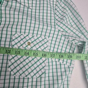 Zac‎ & Rachel -1831 Green White Grid Check Button Down Roll Tab Shirt Womens M thumbnail 5