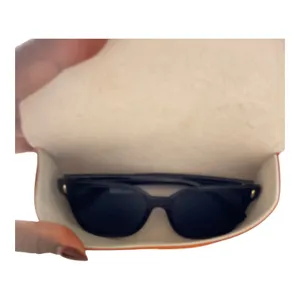 Tory Burch TY7162 Black Square Sunglasses with Gold Logo and Orange Case thumbnail 5