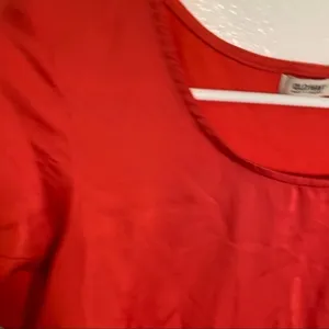 Old Navy Womens Sz XS Scoop Neck Short Sleeve Blouse Red Pink Mixed Media Pocket thumbnail 5