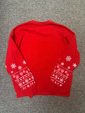 Red Graphic Holiday Sweatshirt with Ice Skater Motif thumbnail 6