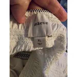 Maeve Smocked Split Tube Top White and Black Cropped Size XLarge Euro Summer thumbnail 7