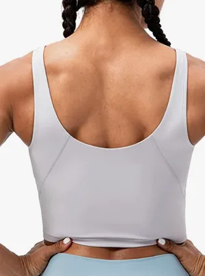 Amazon Lavento Women's Longline Sports Bra - Crop Tank Top with Built in Bra thumbnail 2