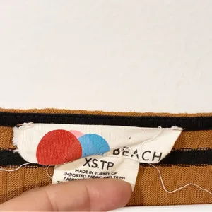Free People Beach Zinnia Cropped‎ Brown Black Stripe Long Sleeve Top Size XS thumbnail 4