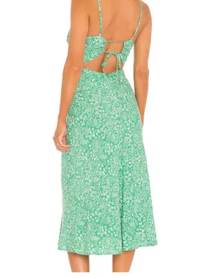 ASTR the Label‎ Gabrielle Dress in color Green Apple Ditsy Size Large L thumbnail 3