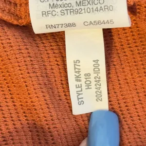 387 |‎ Madewell Texture & Thread Womens M Tie-Front Waffle Knit Crop Top Orange thumbnail 7