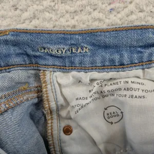 American Eagle Baggy Jean High Rise Distressed Light Wash Blue Denim Size 00 thumbnail 4