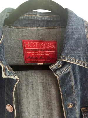 Hot Kiss Dark Indigo Denim Jean Jacket with Copper-Tone Buttons thumbnail 2