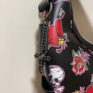 Ed Hardy Dalinda Black Studded Graphic Tattoo Hobo Shoulder Bag NWT Designer thumbnail 3
