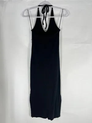 Old Navy Fitted Sleeveless Halter Rib-Knit Midi Dress Black S NWT thumbnail 8