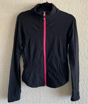 Lululemon Women’s Rare‎ Vintage Define Jacket Luon Full Zip Up Black/Pink Size 6 thumbnail 1