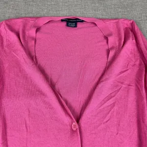 Ralph Lauren Golf Cardigan Sweater Womens‎ M Pink Silk Cashmere V Neck Pockets thumbnail 4