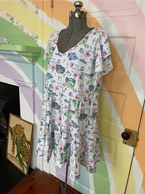 Smith & Quinn Delaney Reynolds Lake Oconee Resort Wear Tiered Mini Dress Sz L 🧡🎀 thumbnail 3