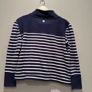 Barbour Women’s Navy Blue‎ White Striped Cotton Rief Sweatshirt Size 6 thumbnail 2