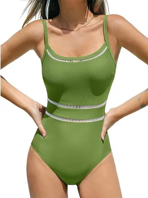 Cupshe Olive Green Ladder‎ Cutout One Piece Swimsuit NWT size Small thumbnail 1