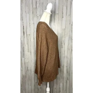 American Eagle Women's Size XS Brown‎ V-Neck Oversized Pullover Sweater thumbnail 3