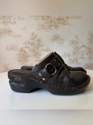 Vintage Y2K B.O.C. Fairycore Dark Brown Leather Clog Mules thumbnail 2