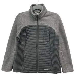 Eddie Bauer Jacket Womens S‎ Gray Black Down Fleece Puffer Insulated Full Zip thumbnail 1